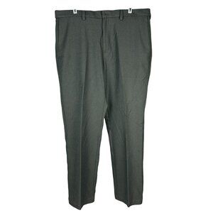 Mens H Haggar Dark Gray Dress Pants 36X30 Polyester Flat Front Trousers